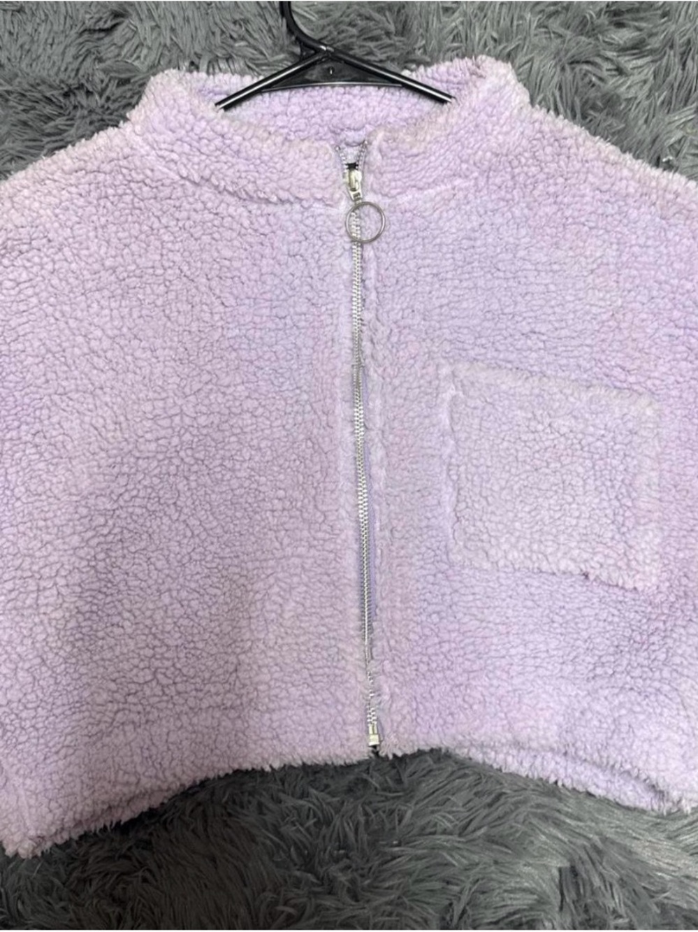 Kids Lavender Sherpa Zip-Up Jacket